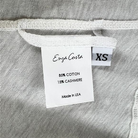 ENZA COSTA Cashmere Easy Cuffed Crew Top Womens XS Cream Long Sleeve Tee NEW - Picture 11 of 15